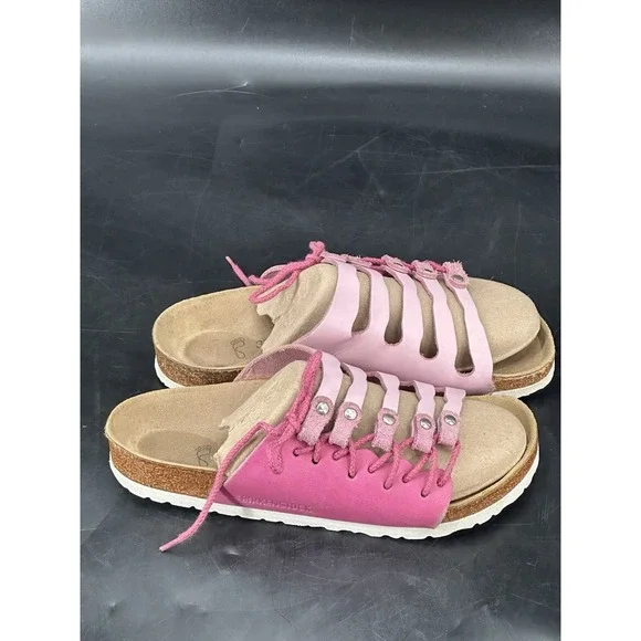 Women's‎ Birkenstock Novato Laced Pink Leather Sandals EU 37 US 6 - Picture 5 of 13